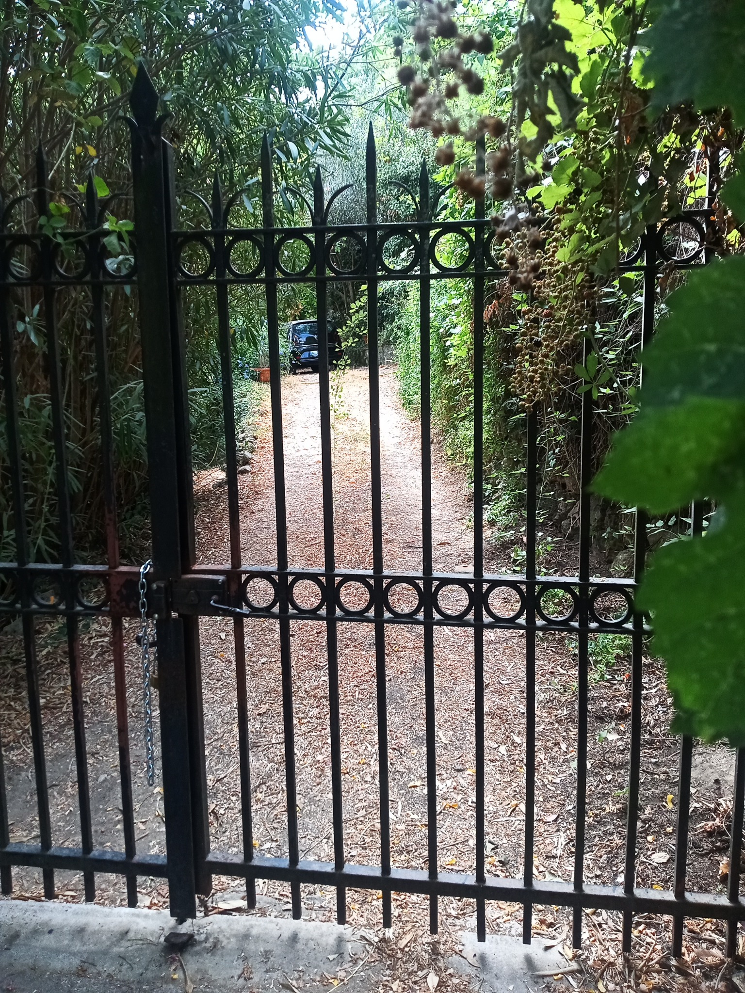 Portail d’entrée donnant sur l’intérieur de la propriété Villa La Treille à Grasse