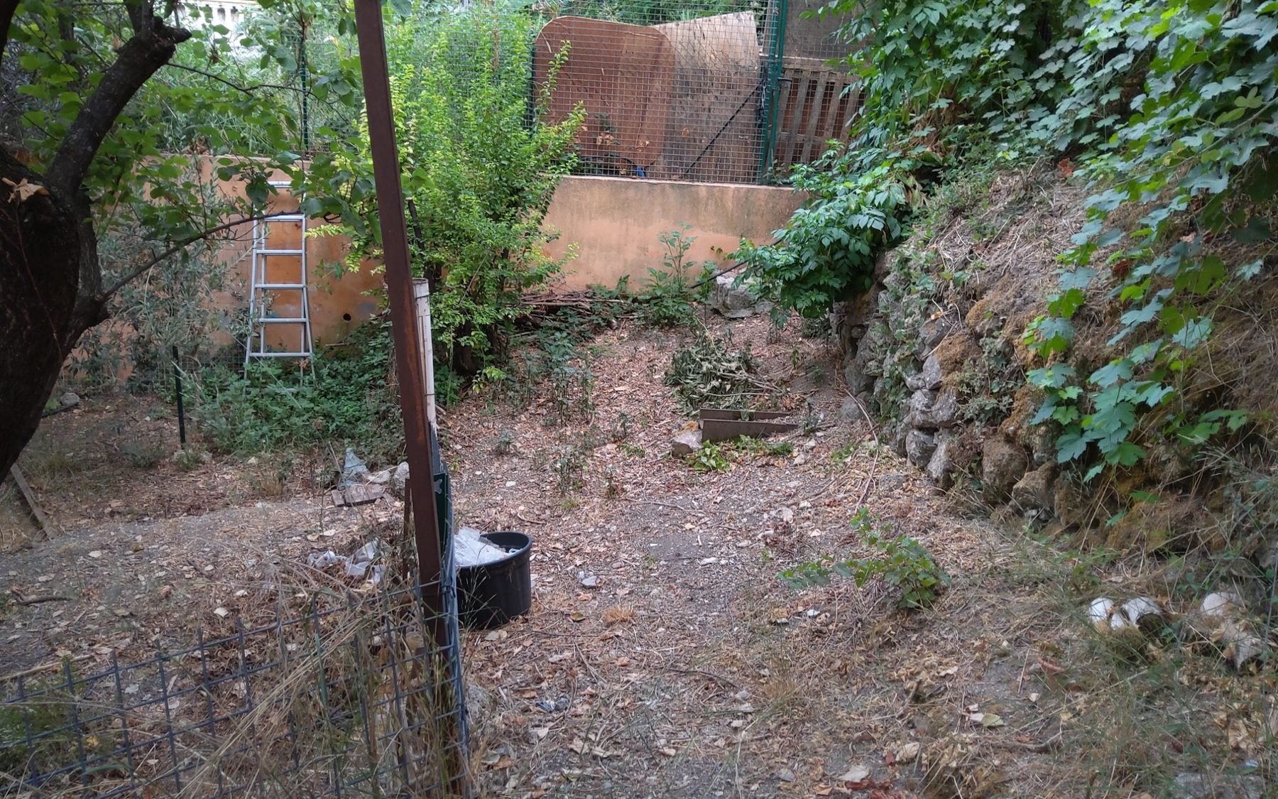 石積みのある裏側敷地